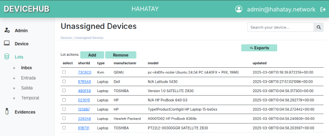 &ldquo;Devicehub in use in the Hahatay infrastructure&rdquo;
