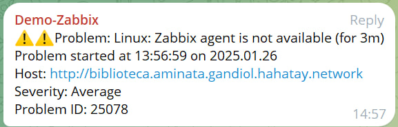 Telegram: Zabbix problem notification