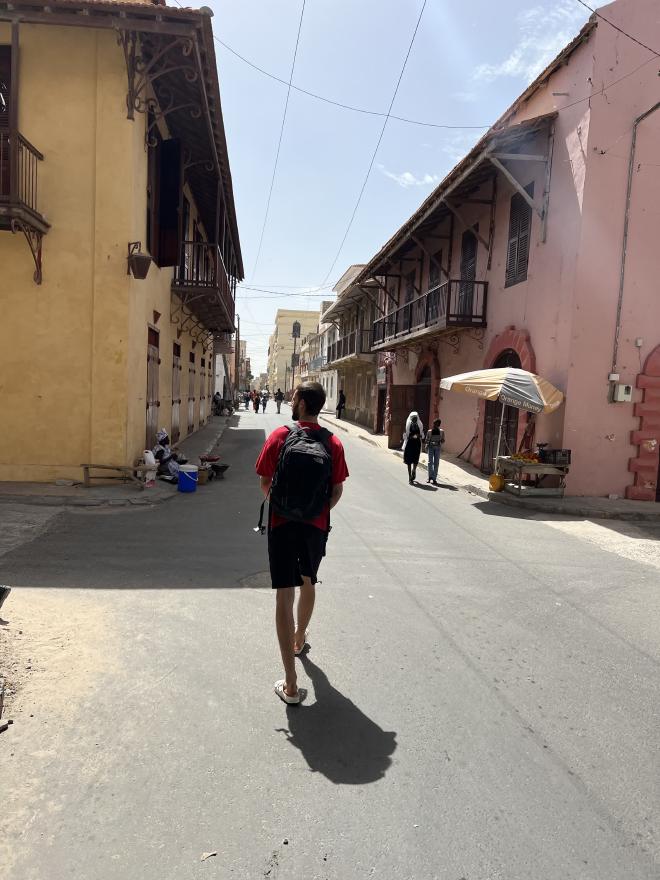 Roger walking in Saint-Louis